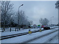 Lampposts on a snowy Portsdown Hill Road