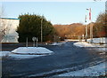 Mini-roundabout at SE edge of Forest Farm Industrial Estate, Cardiff