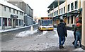 A snowy Caernarfon bus station