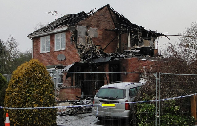 House destroyed by gas explosion at... © Adrian S Pye cc-by-sa/2.0 ...