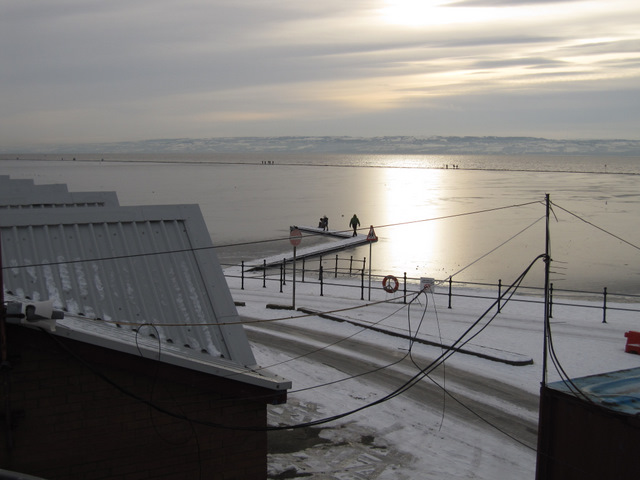 View across the frozen Marine Lake