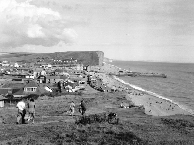 West Bay seen from West Cliff, c.1958
