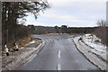 Icy road junction with the A85 near Tibbermore