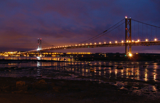 Forth Road Bridge by night
