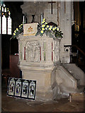 TF4322 : St Mary's church in Long Sutton - Victorian stone pulpit by Evelyn Simak