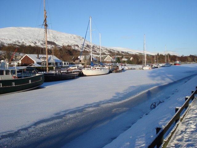 The Caledonian Canal frozen