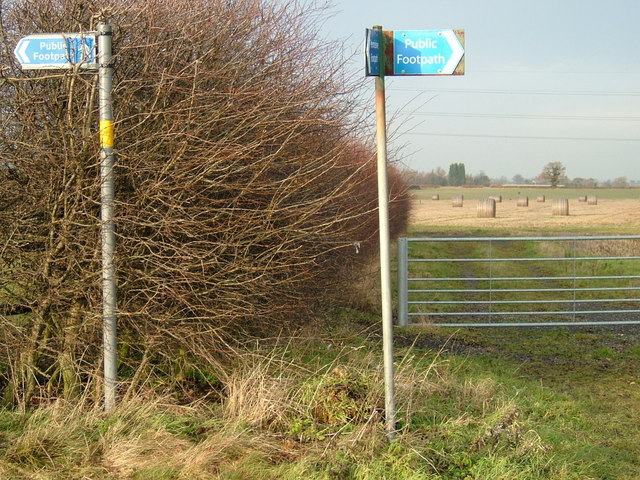 Public footpath signs, near Curdworth