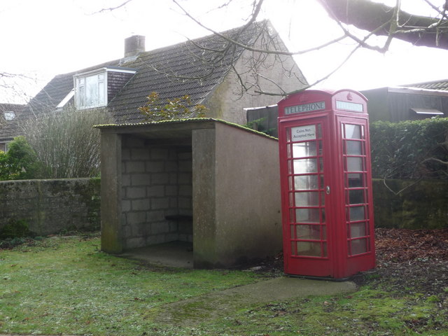 Frome St. Quintin: phone box and shelter