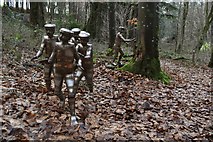 SS6140 : Bob Walters' stainless steel people play hide & seek at Arlington Court by Roger A Smith