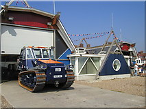 TM4656 : Lifeboat station - with lifeboat tractor, Aldeburgh by John Brightley