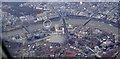 Waterloo station and the London Eye from the air