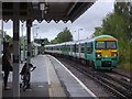 The Dorking train enters Leatherhead station