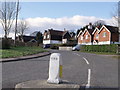 Traffic island on minor road at the Forstal north of Crowborough