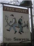 TR2349 : 1 of 2 Two Sawyers Pub Signs, Woolage Green by David Anstiss