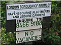 Sign for the Ravensbourne Allotments