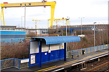 J3574 : Passenger shelters, Bridge End station, Belfast (2) by Albert Bridge