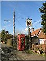 Pub sign of The Red Lion at Great Wratting