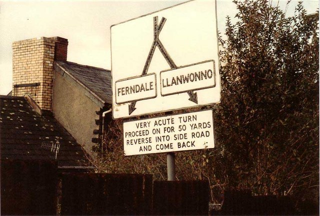 Old Llanwonno Turn Sign