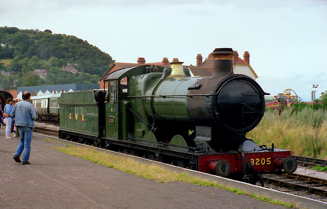 Steam locomotive at Minehead Station, Somerset
