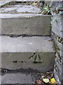 Rivet bench mark on step at #12 Coleshill Street