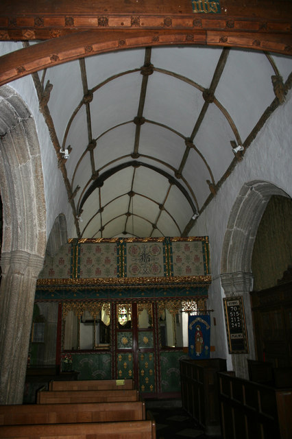 Barrel vaulted ceiling in the church at Blisland