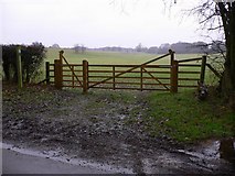 TQ0141 : Gate to footpath at Wintershall by Shazz