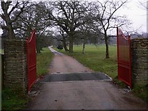 TQ0141 : Gates and avenue at Wintershall by Shazz
