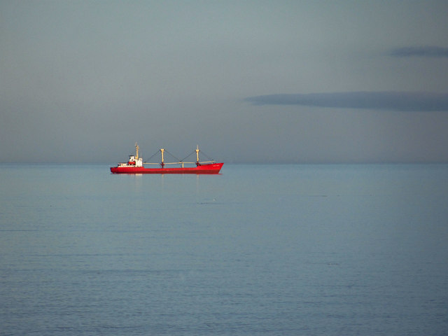 Red and white ship