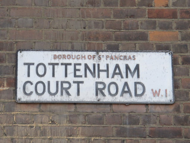 Old street sign, Tottenham Court Road, W1
