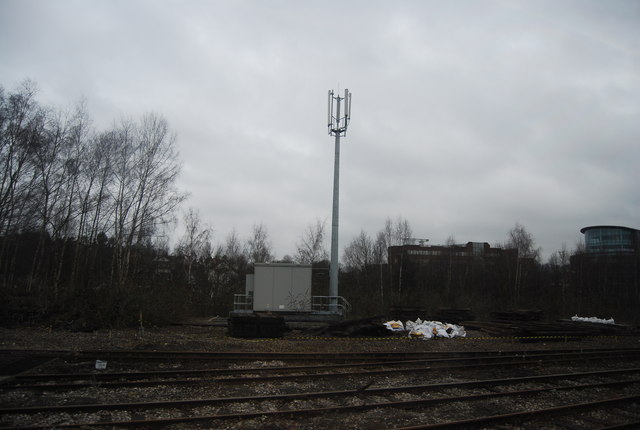 Telecommunications mast by the Brighton Main Line south of Redhill Station