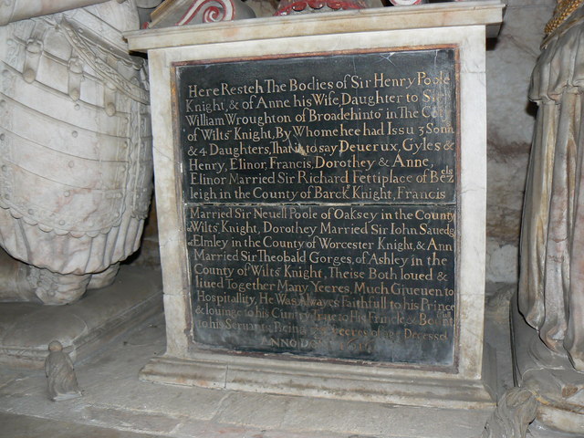 Inscription for Sir Henry and Lady Anne Poole's memorial, Church of St Kenelm, Sapperton