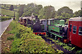 Train arriving at Llanfair Caereinion, 1980