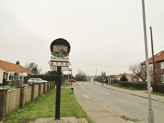 Crostwick Lane, Spixworth and Village sign