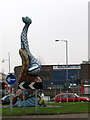 TQ5177 : Fish sculpture on Bexley Road roundabout by Stephen Craven