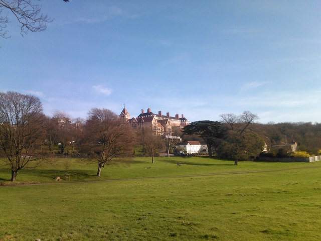 View of the Petersham Hotel and Restaurant and the Royal Star and Garter Home from Petersham Meadows