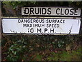 Old sign, Druids Close Ashtead