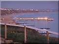 Bournemouth: view from East Cliff as Boscombe pier reflects the sunset