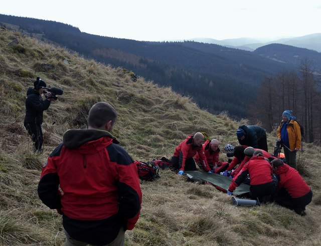 Mountain Rescue gets filmed by the BBC, Shieldgreen Tower