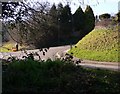 Footpath reaches road at Milford