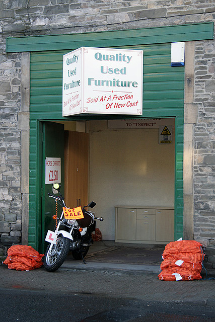 The entrance to a used furniture store... © Walter Baxter cc-by-sa/2.0 :: Geograph Britain and Ireland