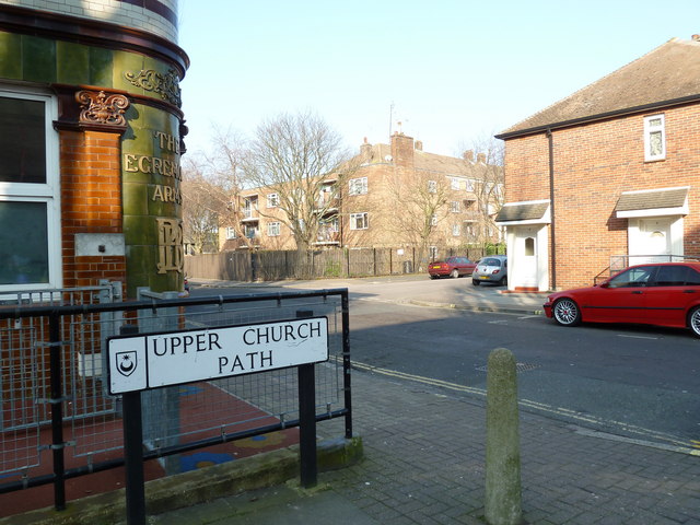 Junction of Upper Church Path and Crasswell Street