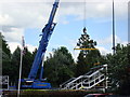 Erecting new footbridge, Kidderminster Station