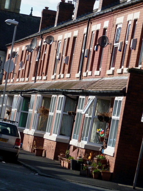 Terrace housing on Salisbury Street in Moss Side