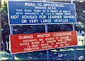 Signs for the road to Applecross in 1975