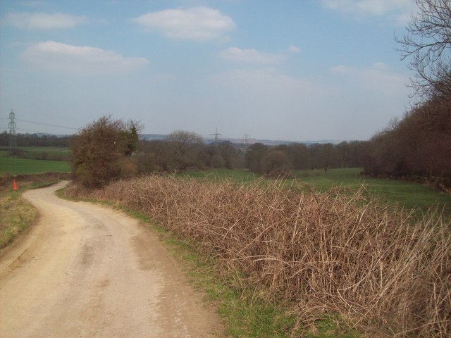 Track and  footpath near Clays House