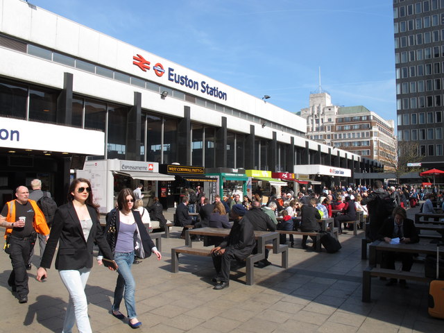 Euston Station piazza food court © David Hawgood cc-by-sa/2.0