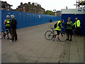 TQ3877 : Collecting signatures at the Greenwich foot tunnel by Stephen Craven