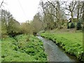 River Stor flowing north towards the bridge on Hurston Lane