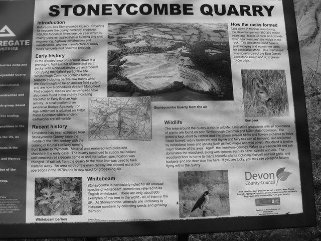 Stoneycombe Quarry ~ Information Board