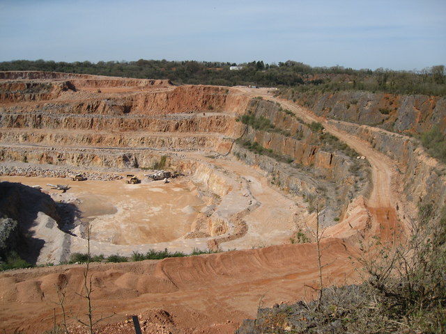 Stoneycombe Quarry workings from viewing platform